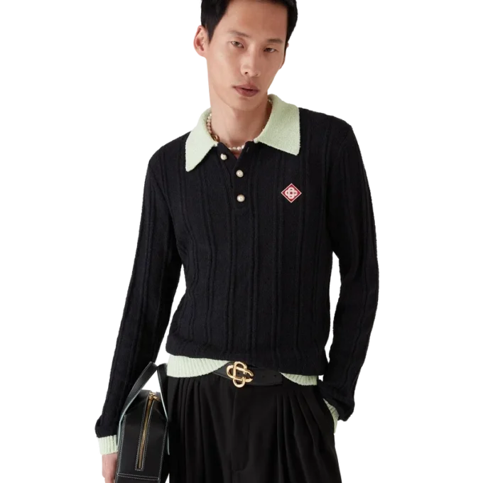 Polo a maniche lunghe in bouclé Polo a maniche lunghe in bouclé