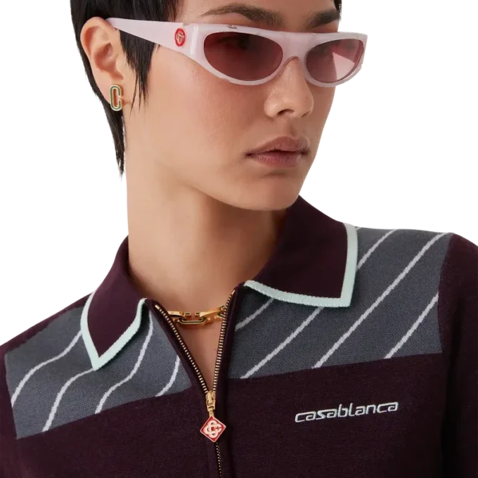 Polo a maniche lunghe in lana merino Diagonal Tennis