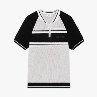 Polo a pantaloncini con zip e strisce in rete metallica