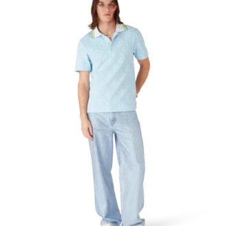 Polo a pantaloncini in jacquard azzurro