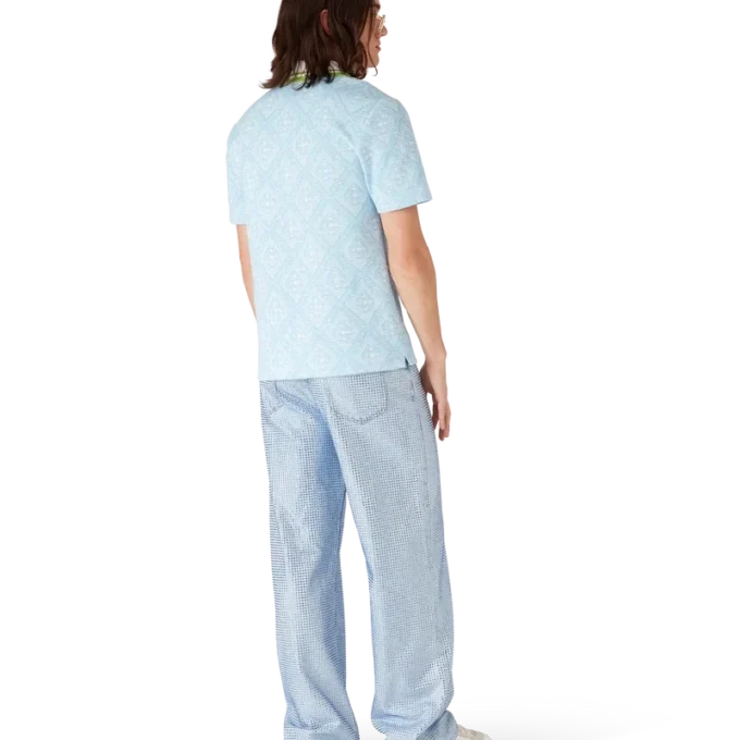 Polo a pantaloncini in jacquard azzurro