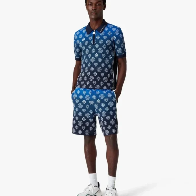 Polo a pantaloncini in maglia con monogramma sfumato