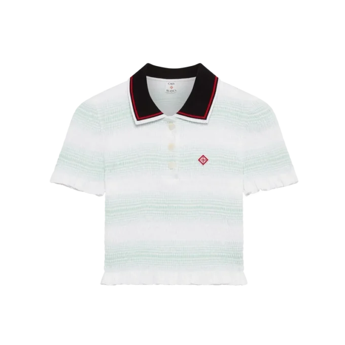 Polo a righe arricciata