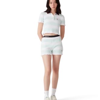 Polo a righe arricciata