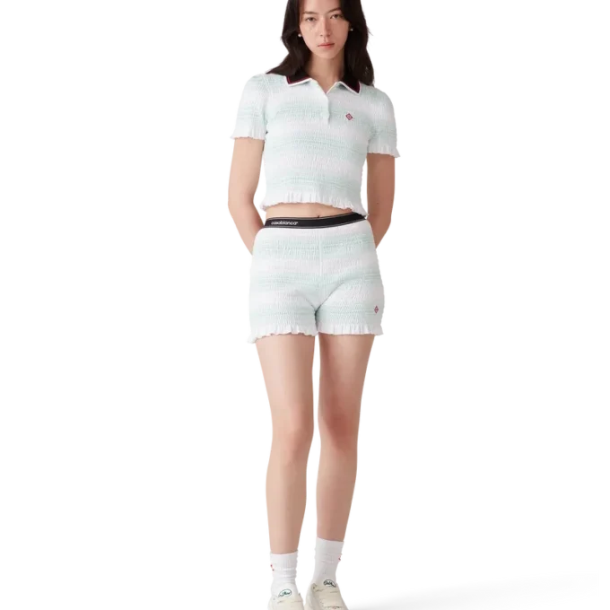 Polo a righe arricciata