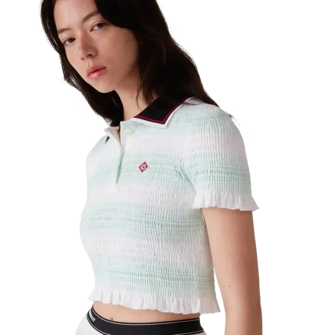 Polo a righe arricciata