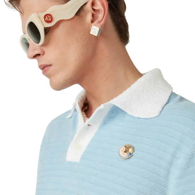 Polo a righe in velluto