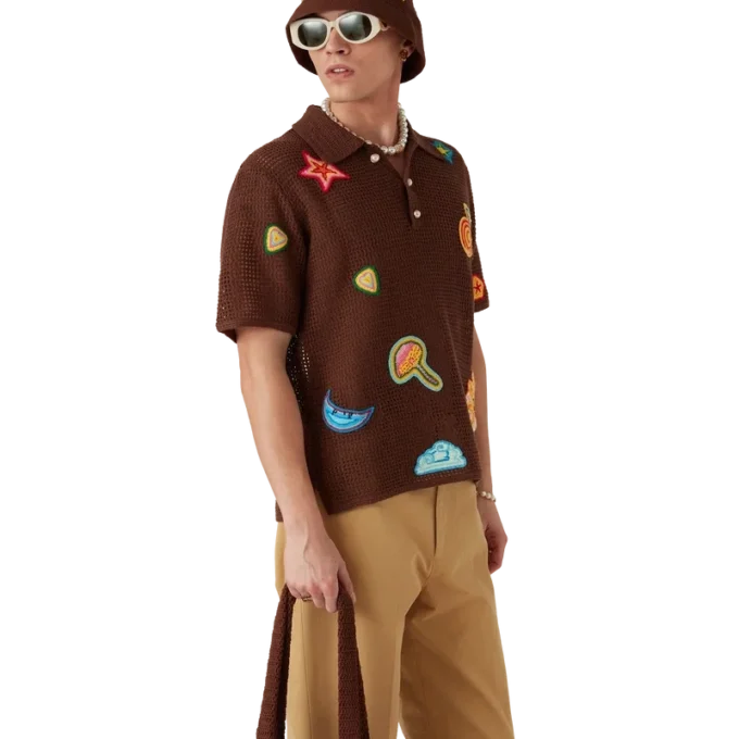Polo con motivi all’uncinetto