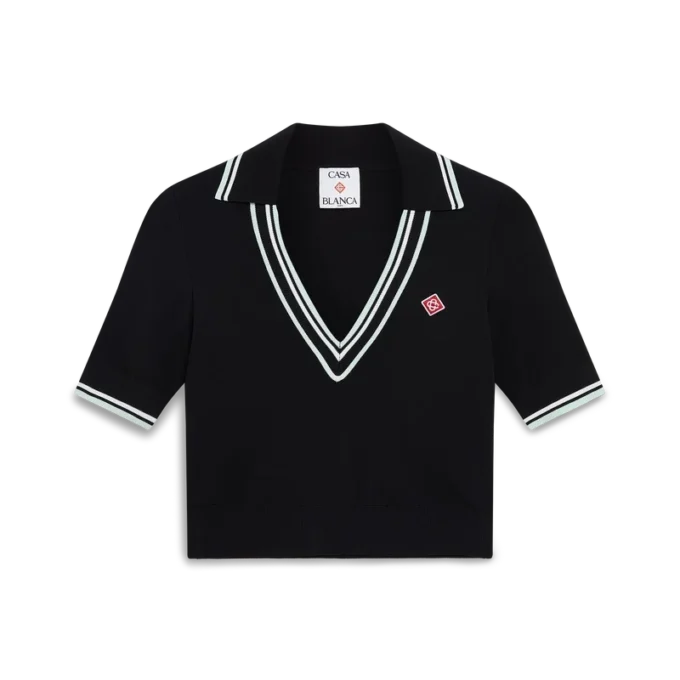 Polo con scollo a V in viscosa Polo con scollo a V in viscosa