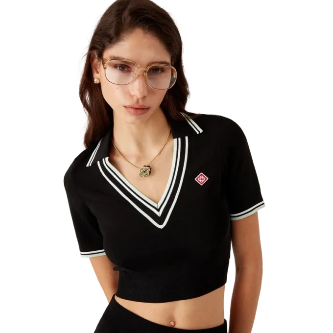 Polo con scollo a V in viscosa Polo con scollo a V in viscosa