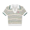 Polo corta in cotone con cuciture a punto raso