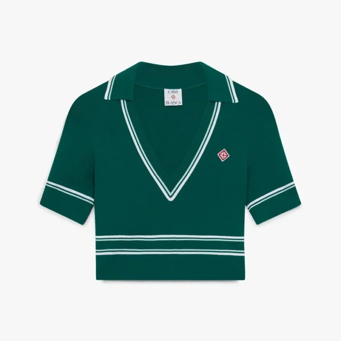 Polo corta in maglia verde