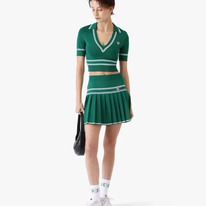 Polo corta in maglia verde