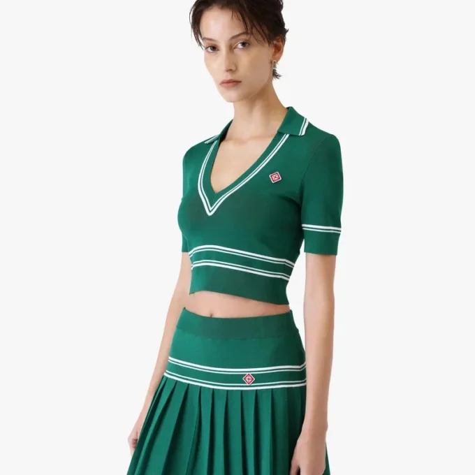 Polo corta in maglia verde