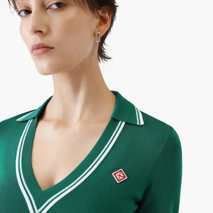 Polo corta in maglia verde