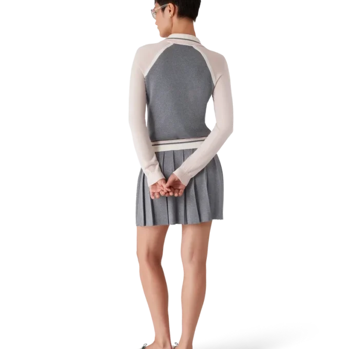 Polo da tennis in lana merino a maniche lunghe