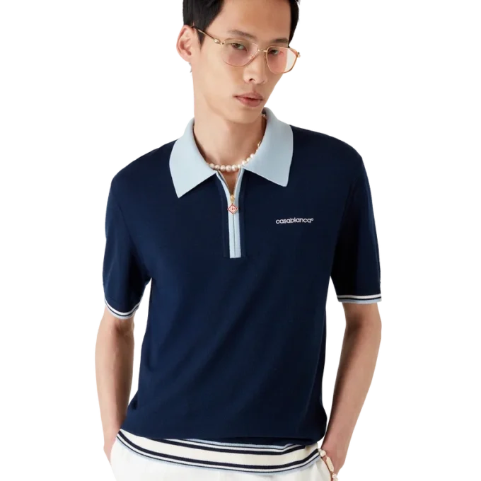 Polo da tennis in maglia merino