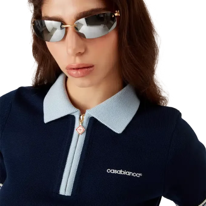 Polo da tennis in maglia merino