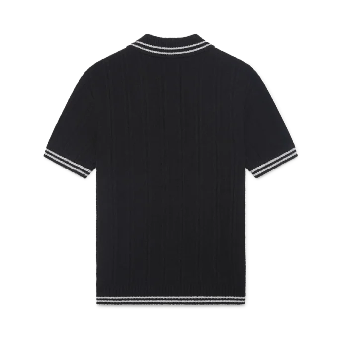 Polo in bouclé con bordi argentati