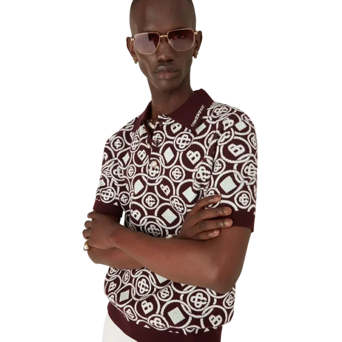 Polo in maglia di cotone con monogramma