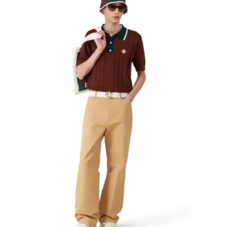 Polo oversize a maglia intrecciata