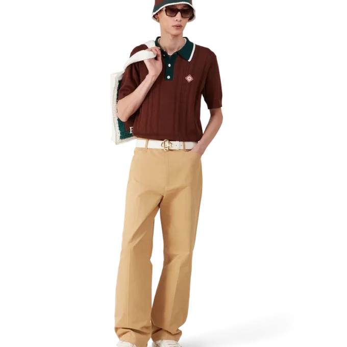 Polo oversize a maglia intrecciata