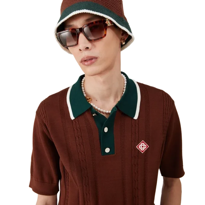 Polo oversize a maglia intrecciata