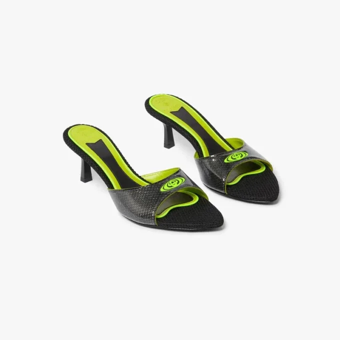 Sandali mules con tacco nero