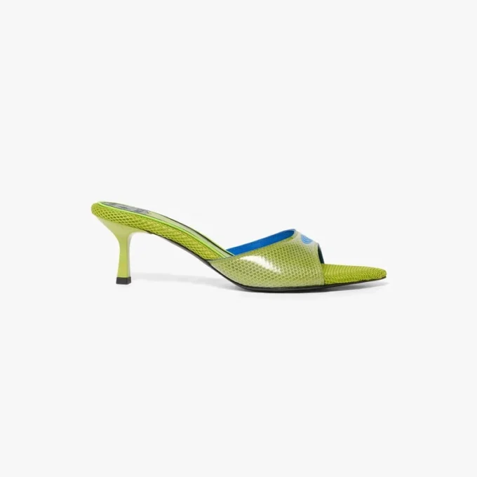 Sandali mules con tacco verde