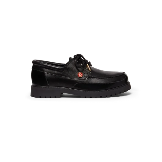 Scarpe da barca da uomo in pelle nera