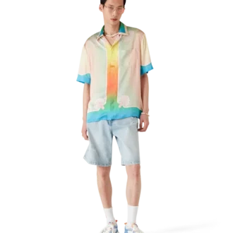 Sneaker da tennis da uomo in pelle scamosciata bianca e blu