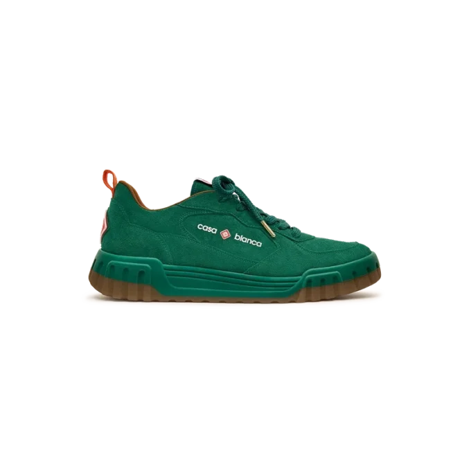 Sneaker da tennis da uomo in pelle scamosciata verde