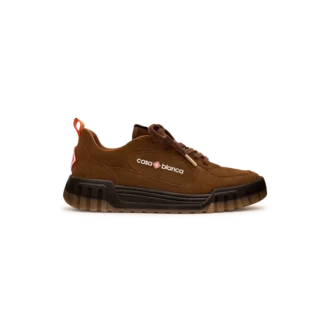 Sneaker da tennis in pelle scamosciata marrone da uomo