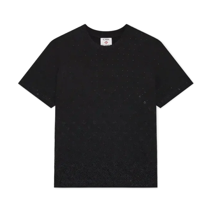 T-shirt a maniche corte con logo Monogram in cristalli