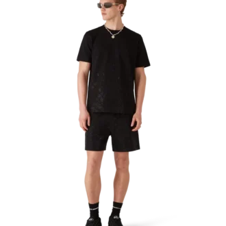 T-shirt a maniche corte con logo Monogram in cristalli