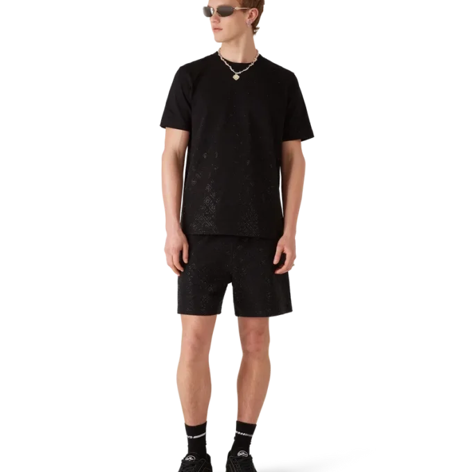 T-shirt a maniche corte con logo Monogram in cristalli