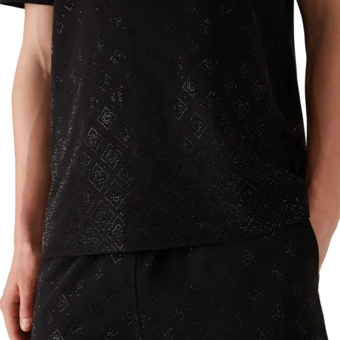 T-shirt a maniche corte con logo Monogram in cristalli