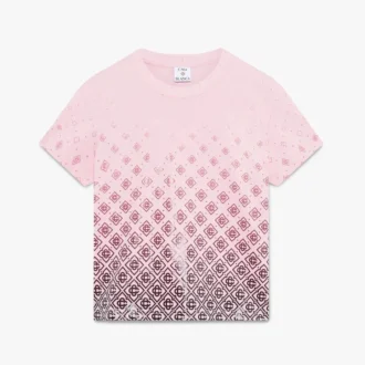 T-shirt a maniche corte con monogramma sfumato color melanzana