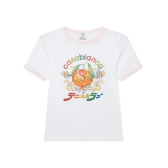T-shirt a maniche corte con pantaloncini e mascotte arancione