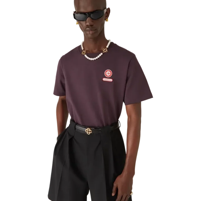 T-shirt a maniche corte con toppa con logo