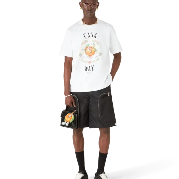 T-shirt a pantaloncini con mascotte arancione Casa Way