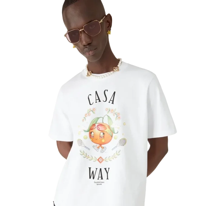 T-shirt a pantaloncini con mascotte arancione Casa Way