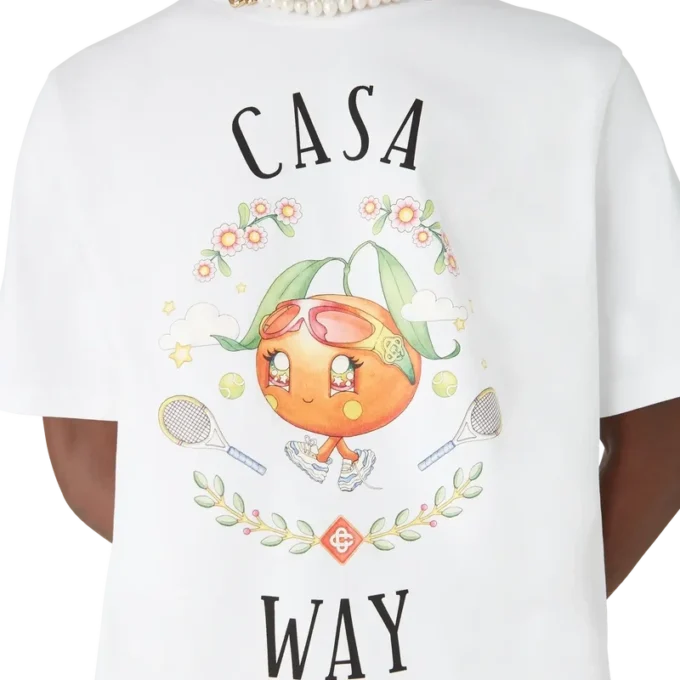 T-shirt a pantaloncini con mascotte arancione Casa Way