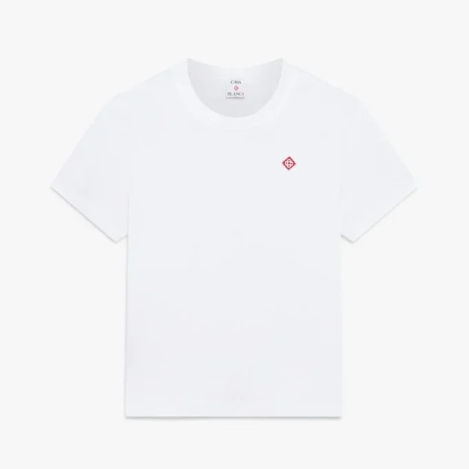 T-shirt aderente a maniche corte con classica toppa ricamata