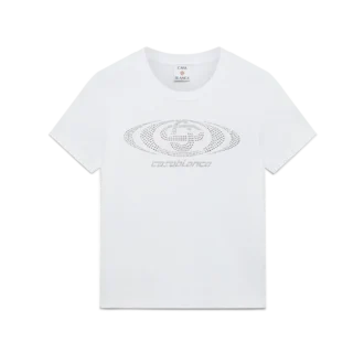 T-shirt aderente a maniche corte con logo Crystal Warped in pantaloncini