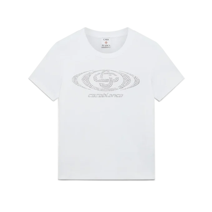 T-shirt aderente a maniche corte con logo Crystal Warped in pantaloncini