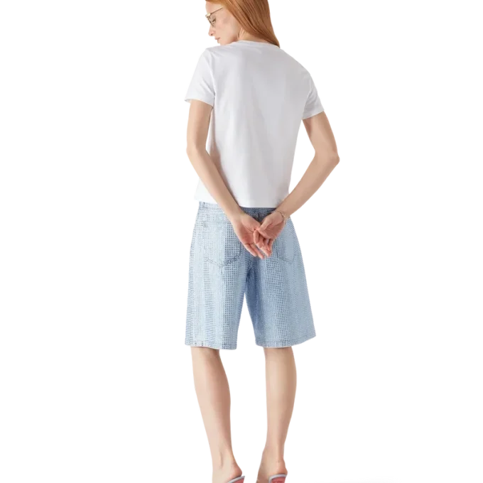 T-shirt aderente a maniche corte con logo Crystal Warped in pantaloncini