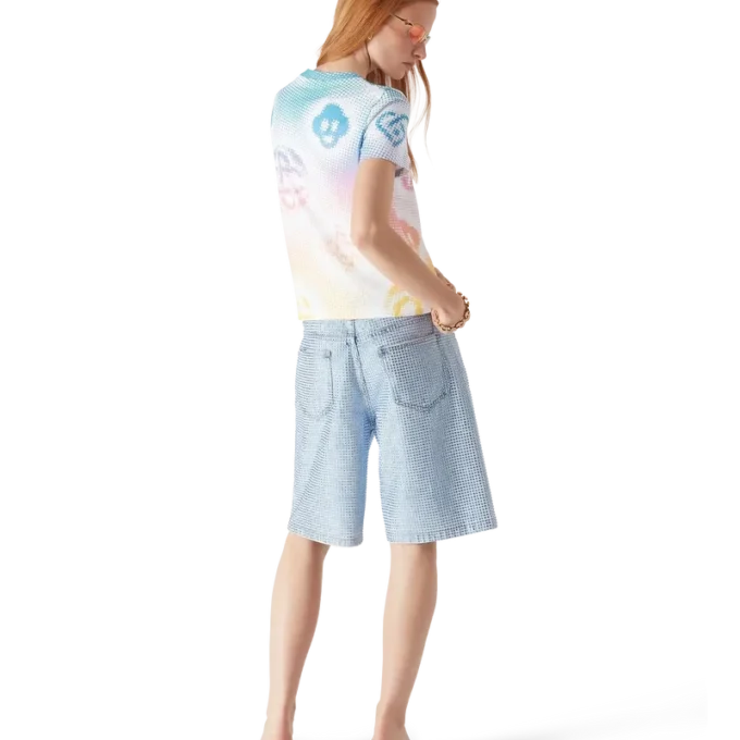 T-shirt aderente a maniche corte con logo Halftone in pantaloncini