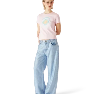 T-shirt aderente a pantaloncini con smiley aerografato