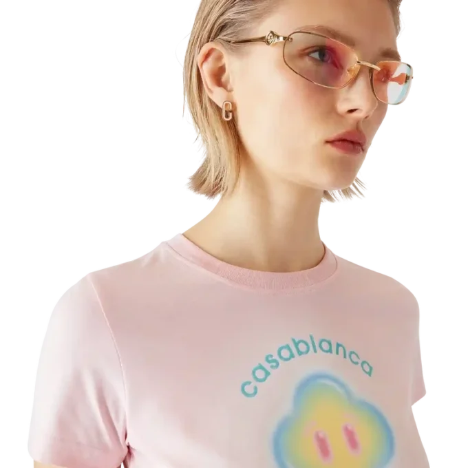 T-shirt aderente a pantaloncini con smiley aerografato